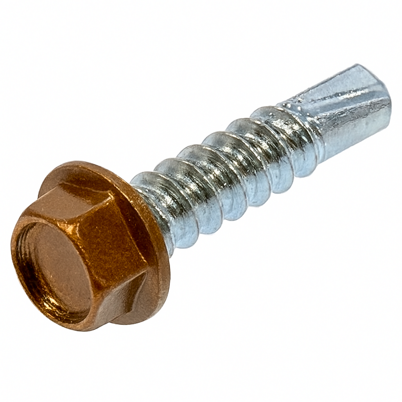 10T125TUX0Z/PEC 10-16 X 1 1/4 U/S HWH SDS PT. GLOSS PECAN  ZINC